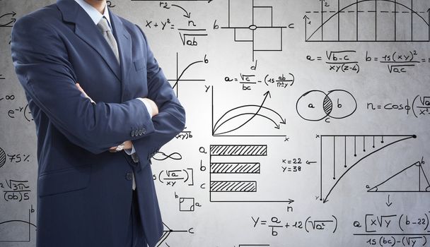 Businessman with math formulas - Фото, зображення