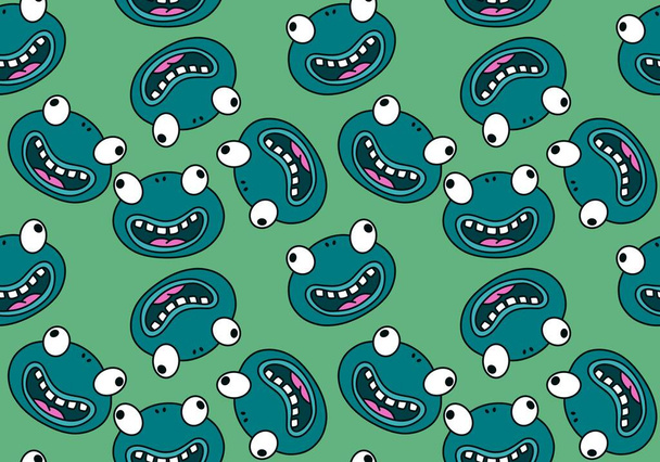 Cartoon kawaii animals seamless frogs pattern for wrapping paper and fabrics and linens and kids clothes print and kindergarten textiles. High quality illustration - Fotoğraf, Görsel