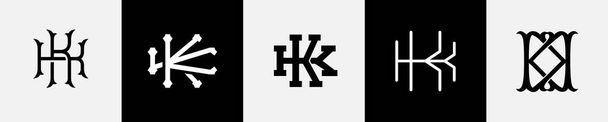 Eredeti betűk KK Monogram Logo Design Bundle - Vektor, kép