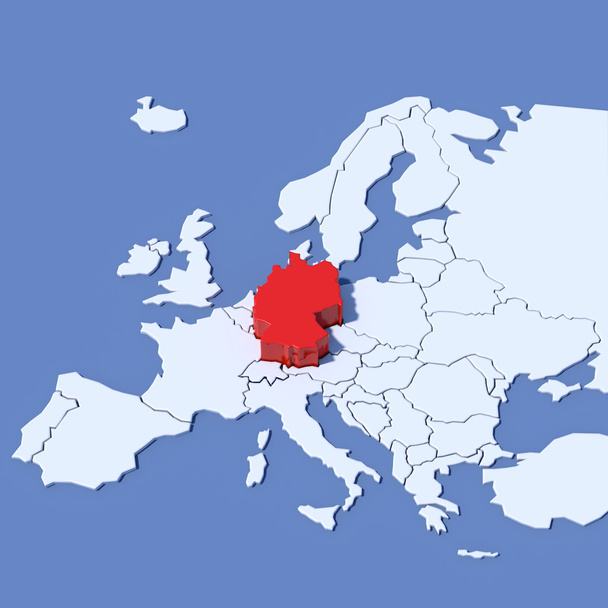 3D Χάρτης της Ευρώπης με ένδειξη Γερμανία - Φωτογραφία, εικόνα