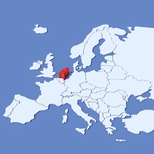 Mapa 3D de Europa con indicación Holanda
 - Foto, imagen