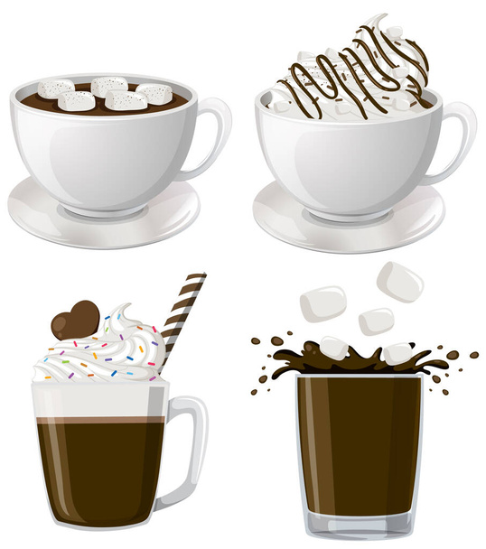 Set of chocolate beverage illustration - Vektör, Görsel