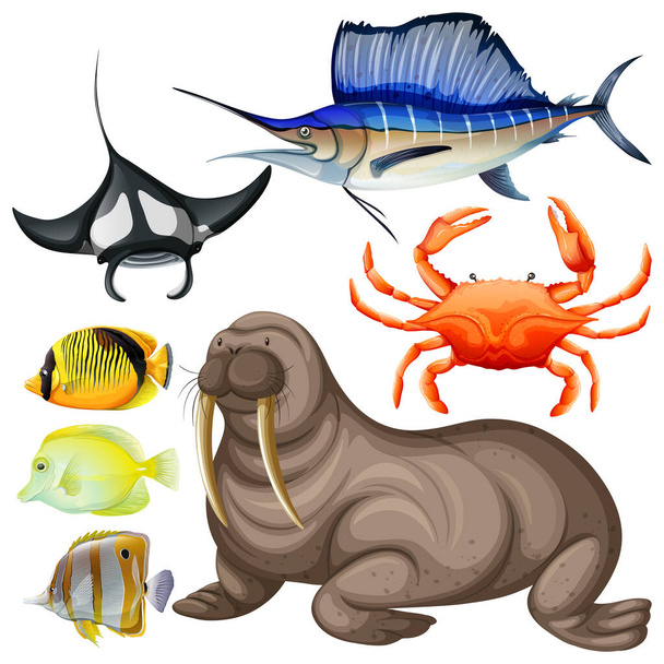Underwater Creature Vector Set illustration - Διάνυσμα, εικόνα