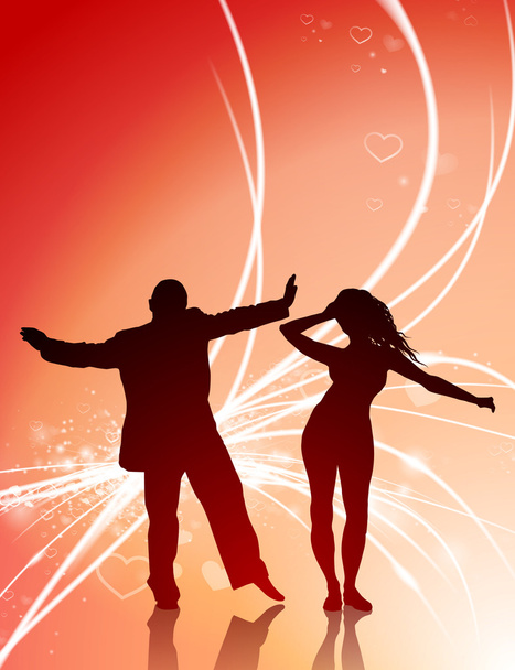 Sexy Young Couple on Abstract Valentine 's Day Light Background
 - Вектор,изображение