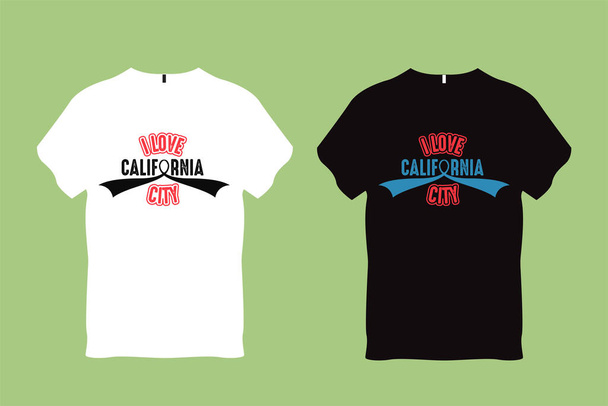 I Love California City Typography Tシャツデザイン - ベクター画像