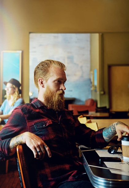 Where you come for coffee but could meet someone. hipsters in a coffee shop - Photo, Image