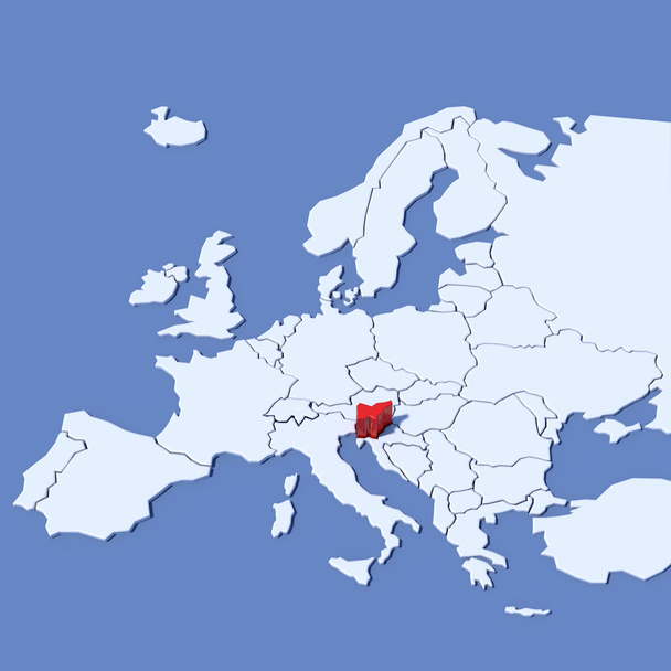 3D-s Térkép Európa Szlovénia feltüntetésével - Fotó, kép