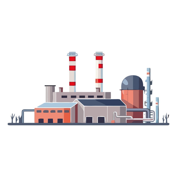 Промисловий завод виробляє електроенергію з ізольованим викопним паливом
 - Вектор, зображення
