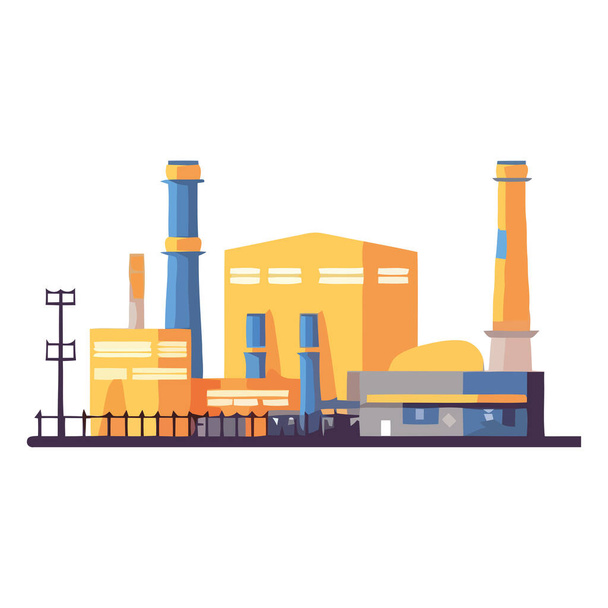 Smokestacks belching pollution from industrial factories isolated - Vector, Image