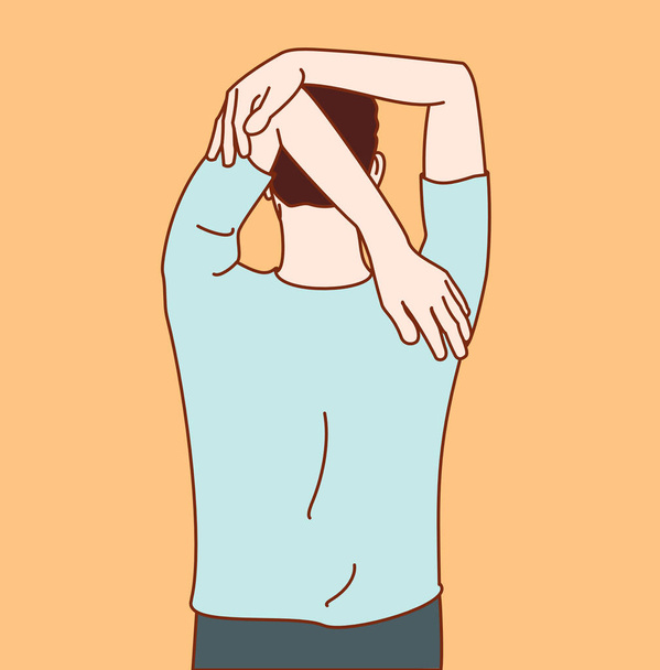 Απεικόνιση θέσης άσκησης για πόνο στον αυχένα και τον ώμο (άρθρωση λαιμού). Άσκηση 9 - Διάνυσμα, εικόνα