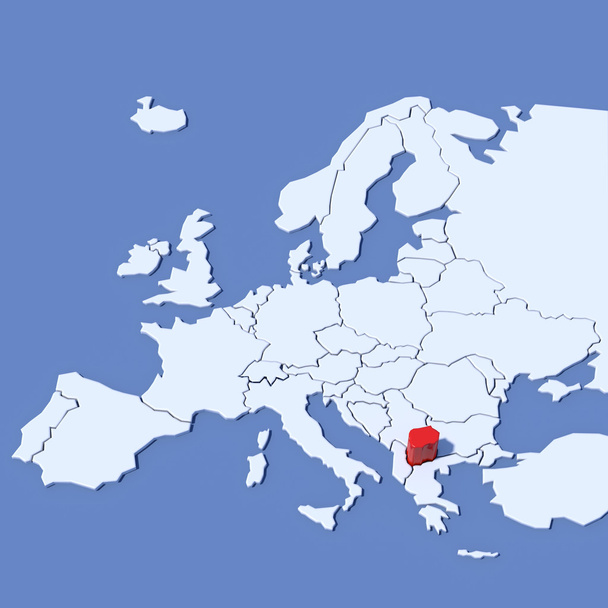 3D-kartta Euroopan kanssa merkintä Makedonia
 - Valokuva, kuva
