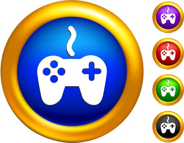 game controller icon on buttons with golden borders - ベクター画像