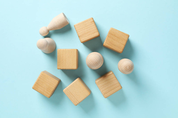 Farklı kavramlar için boş tahta küpler, üst görünüm - Fotoğraf, Görsel