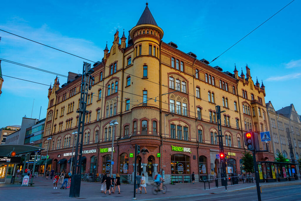 Tampere, Finland, July 21, 2022: Sunset view of Hameenkatu street in Tampere, Finland. - Photo, Image