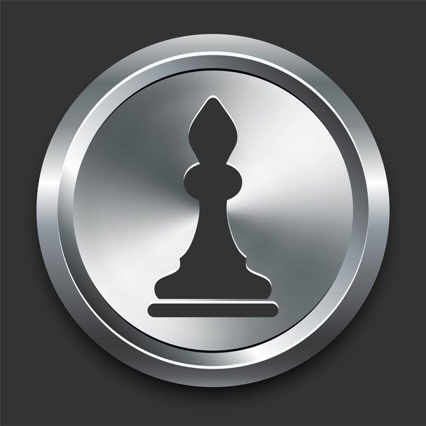 Bishop Chess Icon on Metal Internet Button - Vector, Image