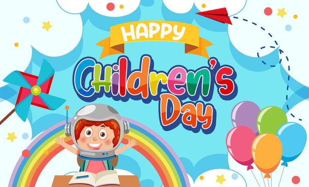 Happy children's day banner illustration - Vector, Image