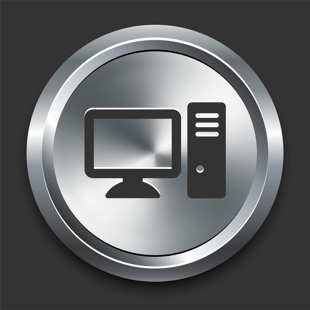 Computer Icon on Metal Internet Button - Вектор, зображення