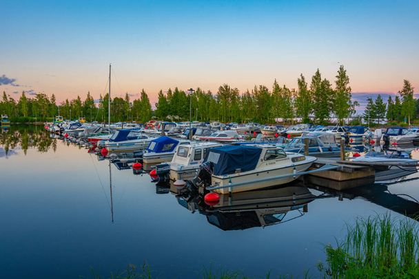 Kuopio, Finland, July 24, 2022: View of a marina in Kuopio, Finland.. - Foto, afbeelding