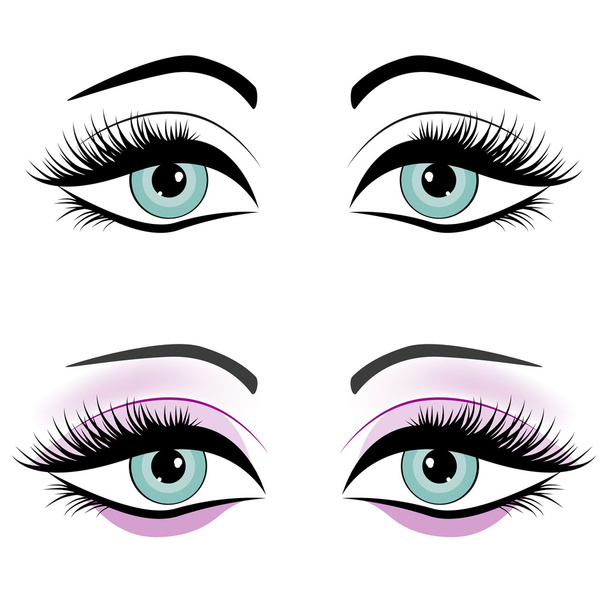 Set di occhi femminili isolati su sfondo bianco, vettore
 - Vettoriali, immagini