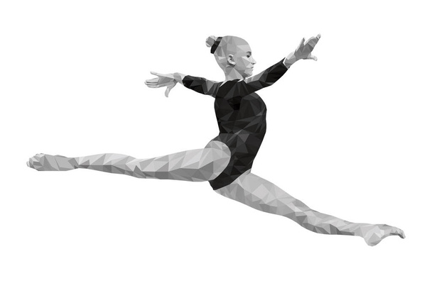 split jump girl gymnast in artistic gymnastics low poly - Vektori, kuva