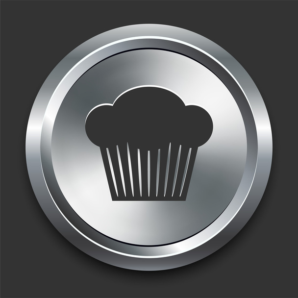 Cupcake Icon on Metal Internet Button - Διάνυσμα, εικόνα