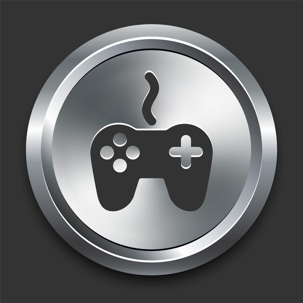 Game Controller Icon on Metal Internet Button - Διάνυσμα, εικόνα