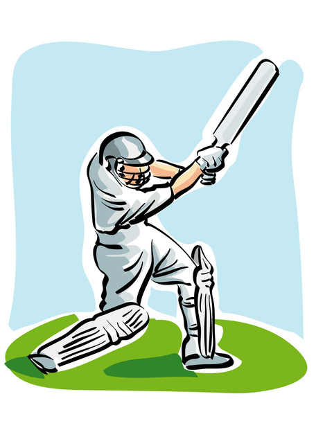 Cricket batsmen playing shot. - Vector, Image