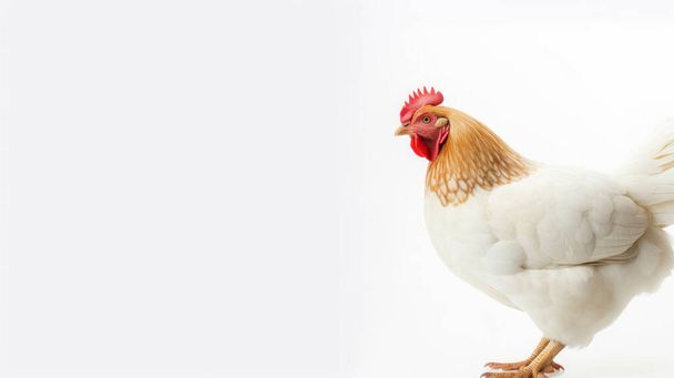 white chicken on a background of a brown hen - Fotoğraf, Görsel