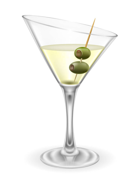 martini cocktail alcoholic drink glass vector illustration isolated on white background - Vector, Imagen