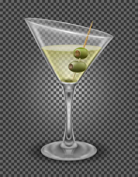martini cocktail alcoholic drink glass vector illustration isolated on white background - Vector, Image