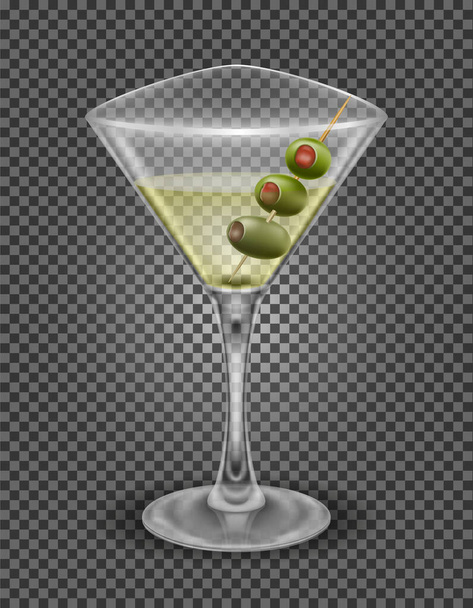 martini cocktail alcoholic drink glass vector illustration isolated on white background - Vector, Image
