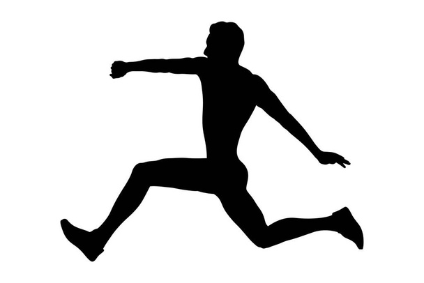 hinkstapspringen man atleet trui zwart silhouet - Vector, afbeelding