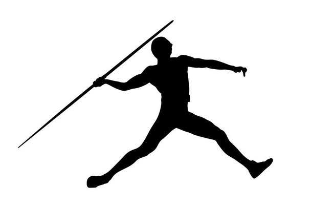 oštěp hod muž atlet černá silueta - Vektor, obrázek