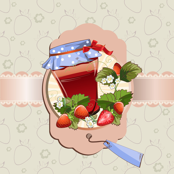 Tarro de mermelada de fresa
 - Vector, imagen