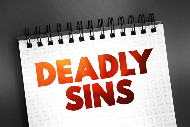 Deadly sins text quote on notepad, concept background - Foto, afbeelding
