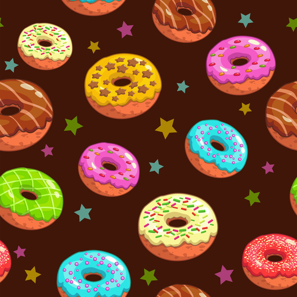 Pattern with donuts and stars - Vektor, obrázek