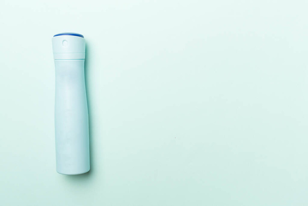 Natural deodorant on color background, top view - 写真・画像