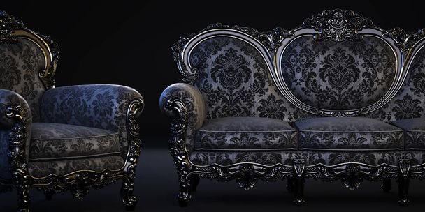 Classic sofa and armchair. 3D rendering - Photo, Image