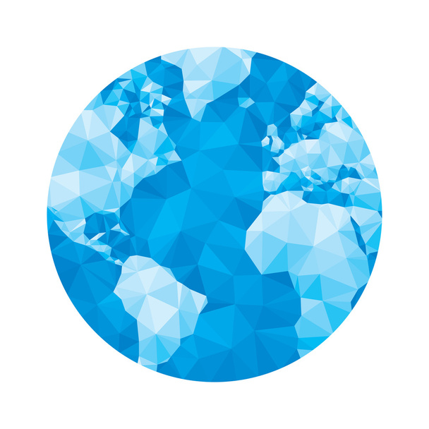 Globe map - abstract geometric vector illustration (en inglés). Ilustración poligonal Globe. Elemento de diseño
. - Vector, imagen