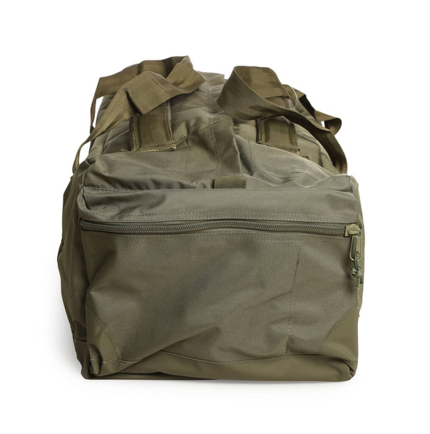 Army duffle bag isolated on white. Military equipment - Foto, afbeelding