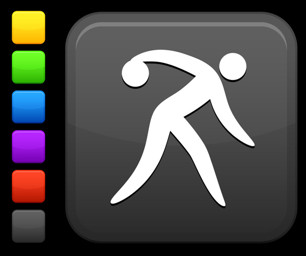bowling icon on square internet button - Vector, Imagen