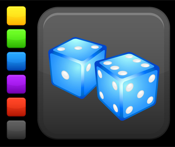 gambling dice icon on square internet button - Διάνυσμα, εικόνα