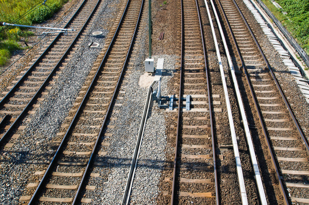 Railroad tracks seen from a bridge - Photo, Image