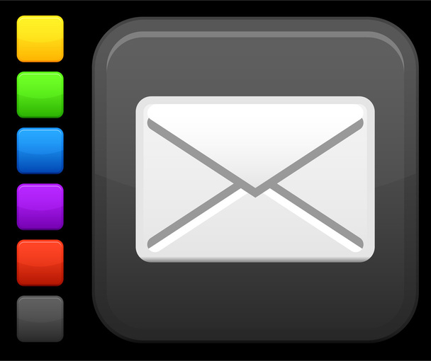 email icon on square internet button - Vecteur, image