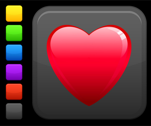 love icon on square internet button - Vector, Image