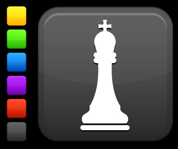 chess king icon on square internet button - Vector, Image