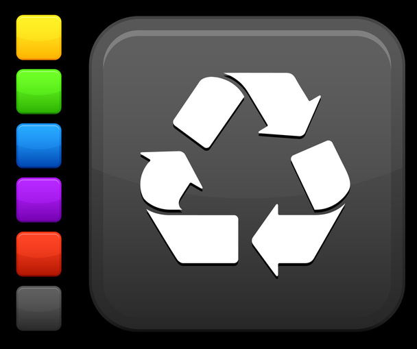 recycling icon on square internet button - Vector, Image