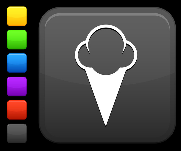 icecream icon on square internet button - Vektor, Bild