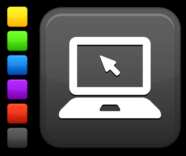 laptop computer icon on square internet button - Vettoriali, immagini