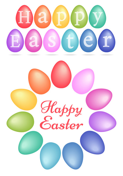 Цветные пасхальные яйца, векторный набор
 - Вектор,изображение